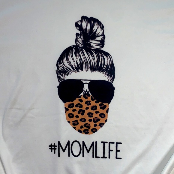 Mom Life T-Shirt Short Sleeve New Mom Momma Maternity White Size Large - Picture 3 of 3